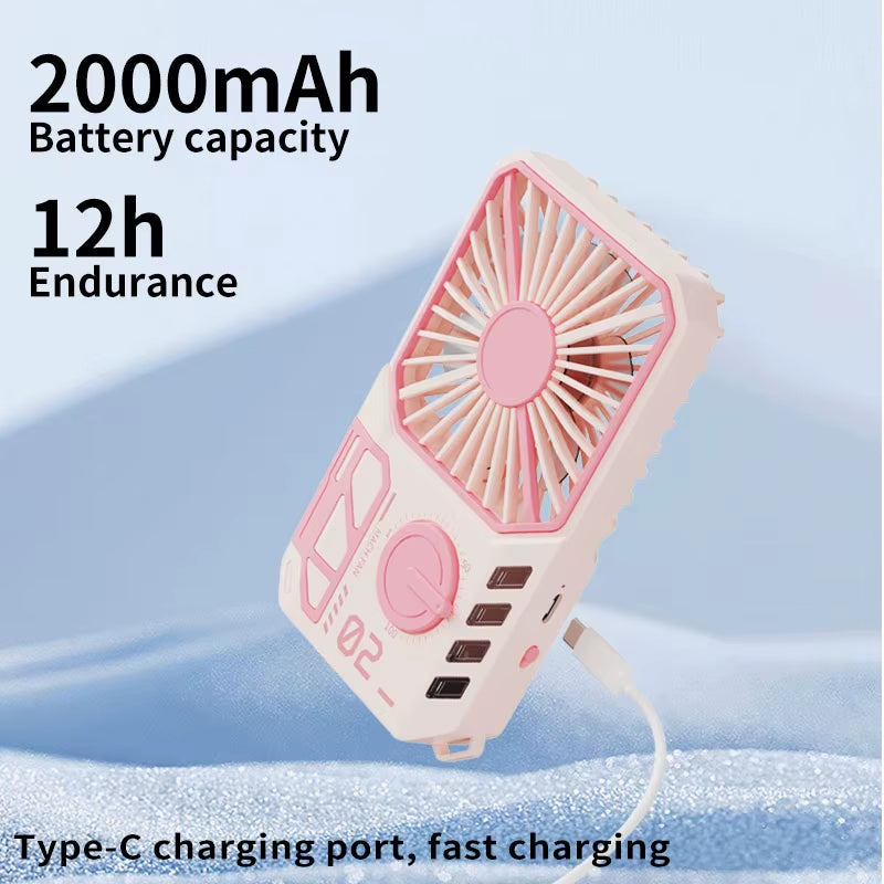 Desk Fan Rechargeable 2000Mah Camping Fan Pocket Fan Handheld Cooling Fan Pocket Handheld Small Fan USB Charging Summer Fan